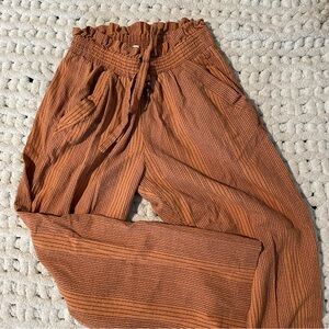 Striped burnt orange Paperbag Waist Pants
